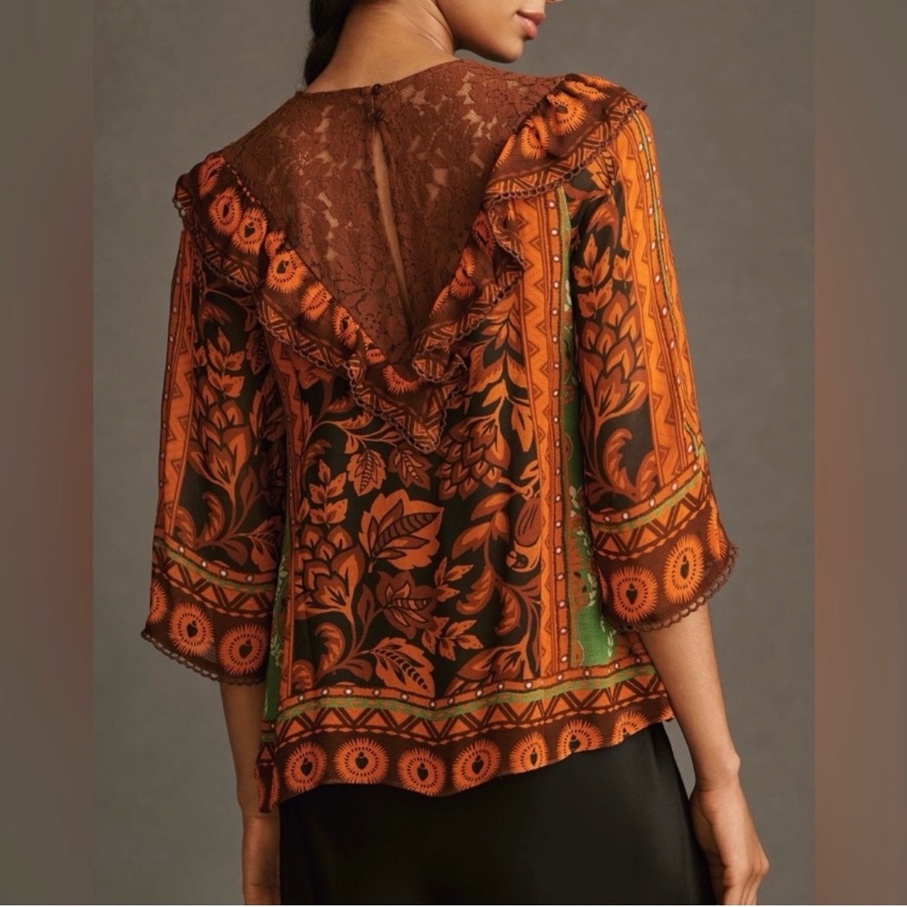 Farm Rio for Anthropology vibrant multi color blouse